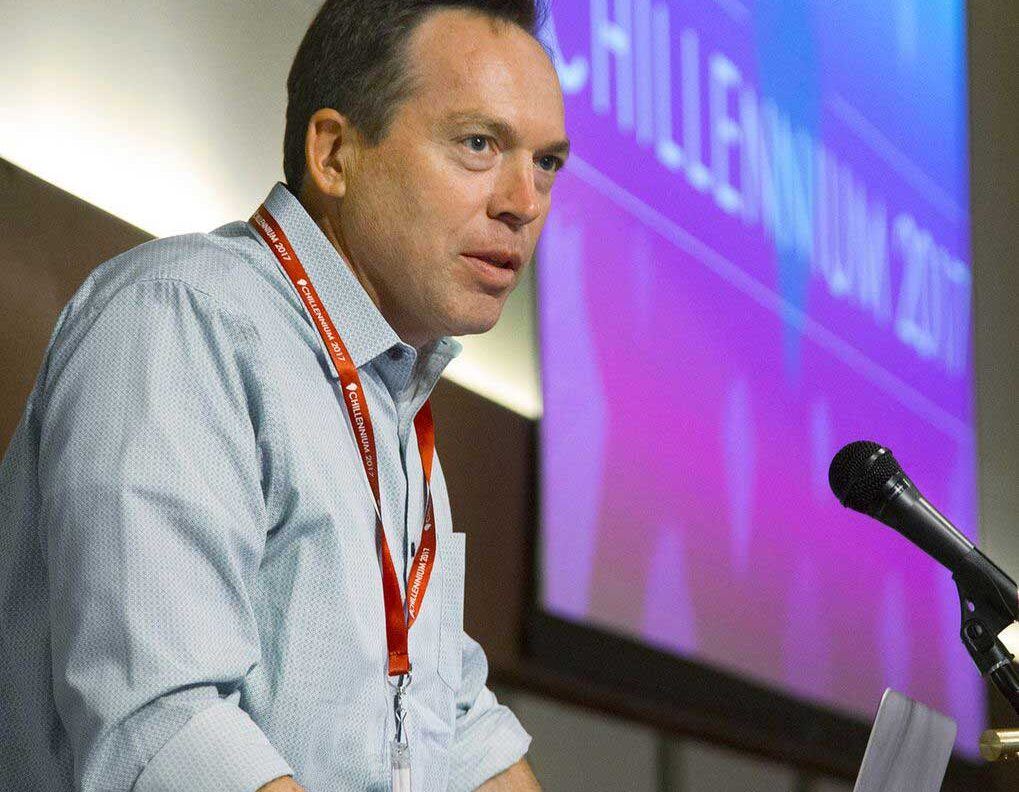 Tim McLaughlin addresses the crowd at Chillennium '17