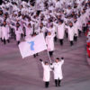 Flag bearers Chung Guam Hwang and Yunjong Won of Republic of Korea leads the team during the Opening Ceremony of the PyeongChang 2018 Winter Olympic Games at PyeongChang Olympic Stadium on February 9, 2018 in Pyeongchang-gun, South Korea. (Maddie Meyer/Getty Images)