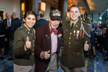 Left to right: Cadet Neaves, Robert Epstein and Cadet Crossland. (Holocaust Museum Houston)