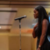 Ebony Stewart delivers a spoken word performance.