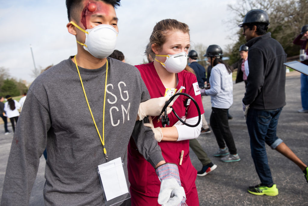 Disaster Day volunteers mimicked panicked patients as they screamed, cried and pleaded for help.