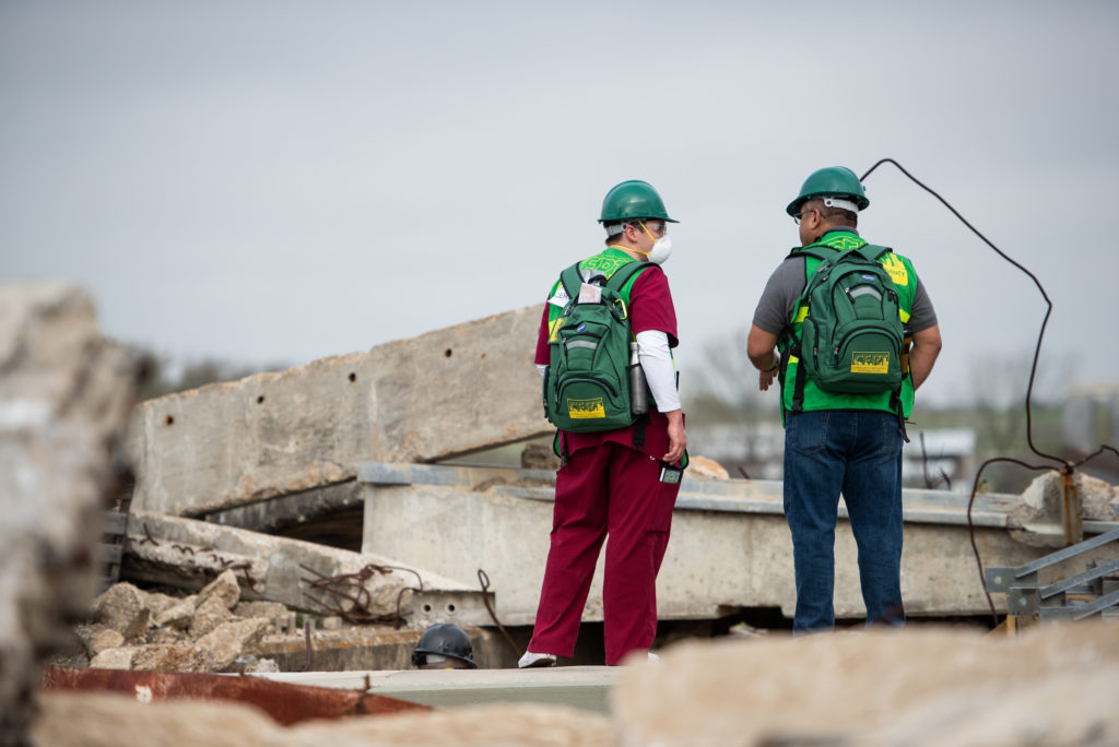 A new scenario is selected each year and kept secret until event day to provide the realism of an unexpected situation. This year’s event simulated a chemical explosion and building collapse.