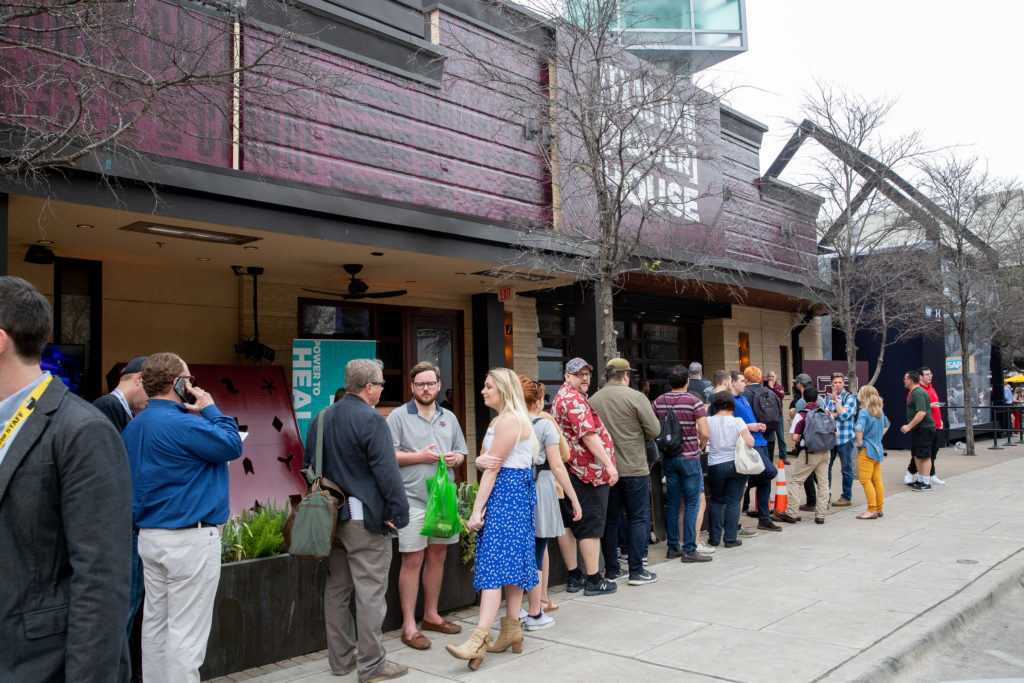 A line forms outside of Texas A&M [Power] House at SXSW.