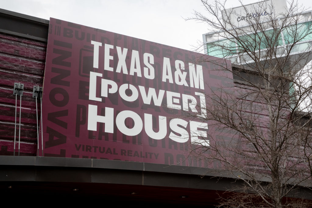 Flemings in Downtown Austin transformed into Texas A&M [Power] House at SXSW.