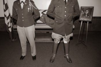 Members of the Corps of Cadets stand watch at the casket of Nathan Matos.