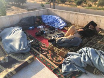 Waking up on a roof on the front line between ISIS and Syrian Arab Army while filming for VICE in rural Homs, Syria.