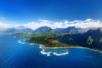 Aerial view of Na Pali coast, Kauai, Hawaii.