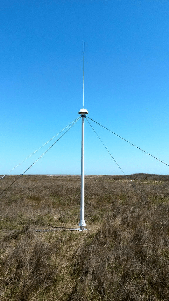 A receiving unit stationed near Surfside on the Gulf Coast gathers data from radars in the ocean.