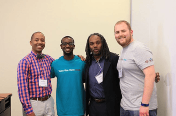 From left: Marc Grimmett, keynote speaker; Dmitri Westbrook, assistant coordinator of the Office of Consensual Language, Education, Awareness and Relationships (CLEAR); Eric Johnson, senior pastor of Optimum Life Church in Houston and Ryan Jackson, assistant coordinator of CLEAR.