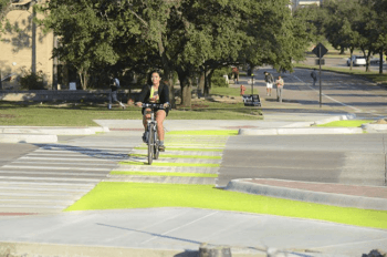 The Dutch junction, which was developed in the Netherlands and refined in other locations, moves bicyclists in front of vehicles at the intersection, increasing the protection for cyclists.