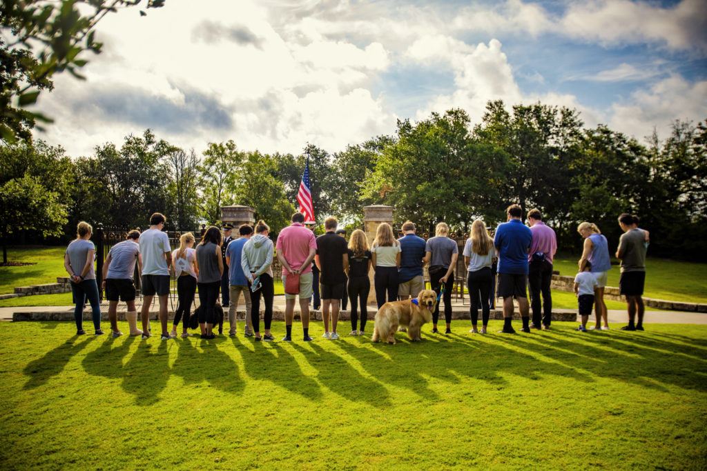 The Bush grandchildren laid a wreath at President George H.W. Bush and First Lady Barbara Bush's grave site.