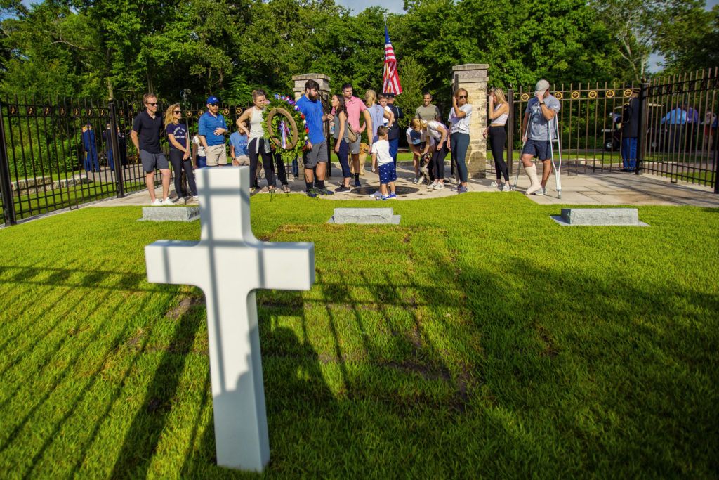 The Bush grandchildren laid a wreath at President George H.W. Bush and First Lady Barbara Bush's grave site.
