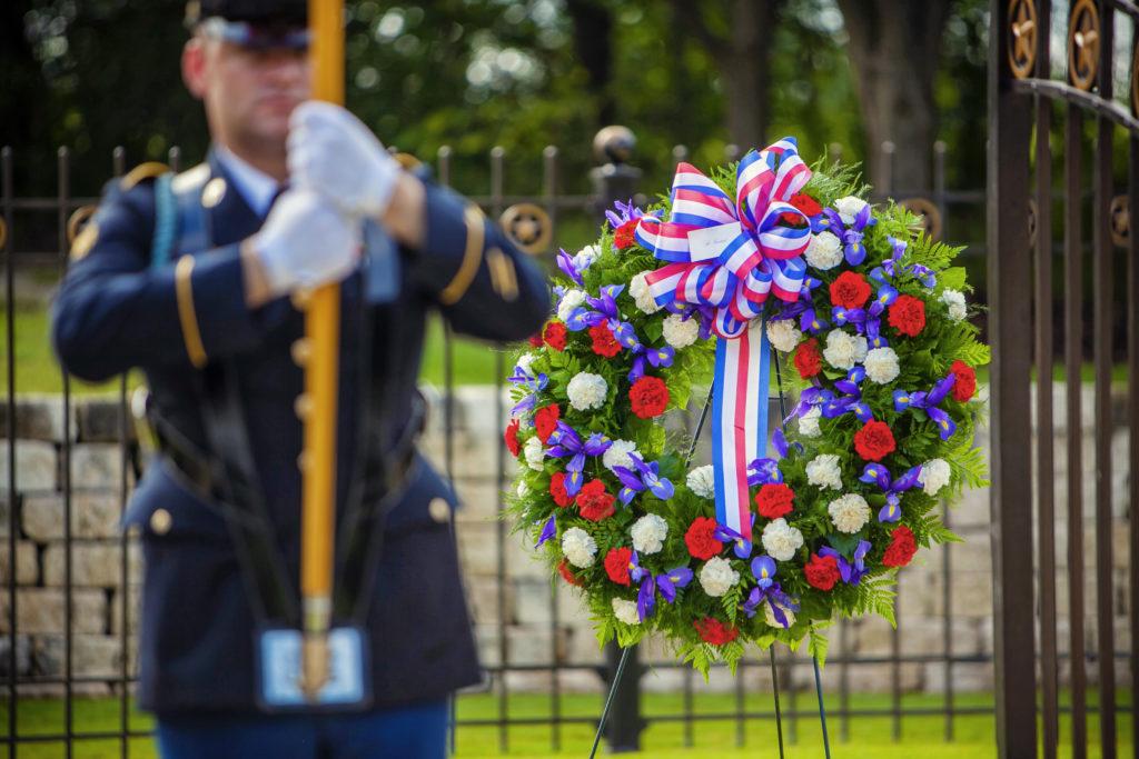 The Bush grandchildren laid a wreath at President George H.W. Bush and First Lady Barbara Bush's grave site.