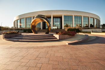 Haynes Ring Plaza at the Clayton W. Williams, Jr. Alumni Center.