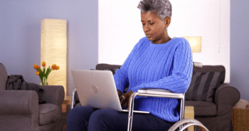 senior on laptop