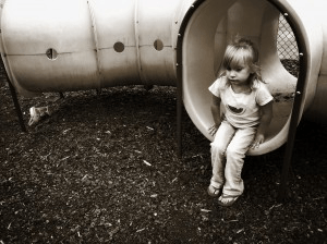 child on slide
