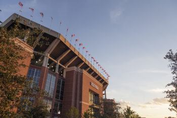 Kyle Field exterior at sundown