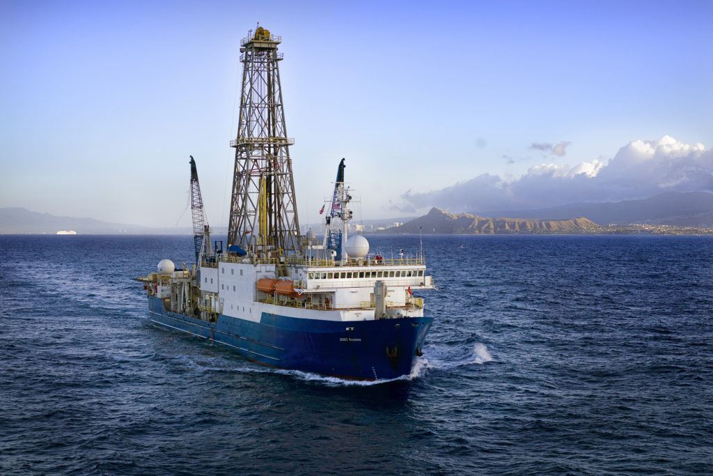 The JOIDES Resolution off the coast of Hawaii.