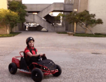 Edna Cano drives the go-kart