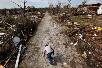 debris and tornado damage in joplin, missouri