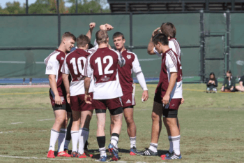 undated photo of the mens' rugby team on the field