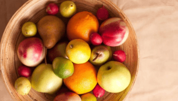 a basket with various fruits
