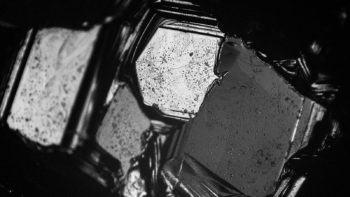 A close-up view of boron carbide crystals.