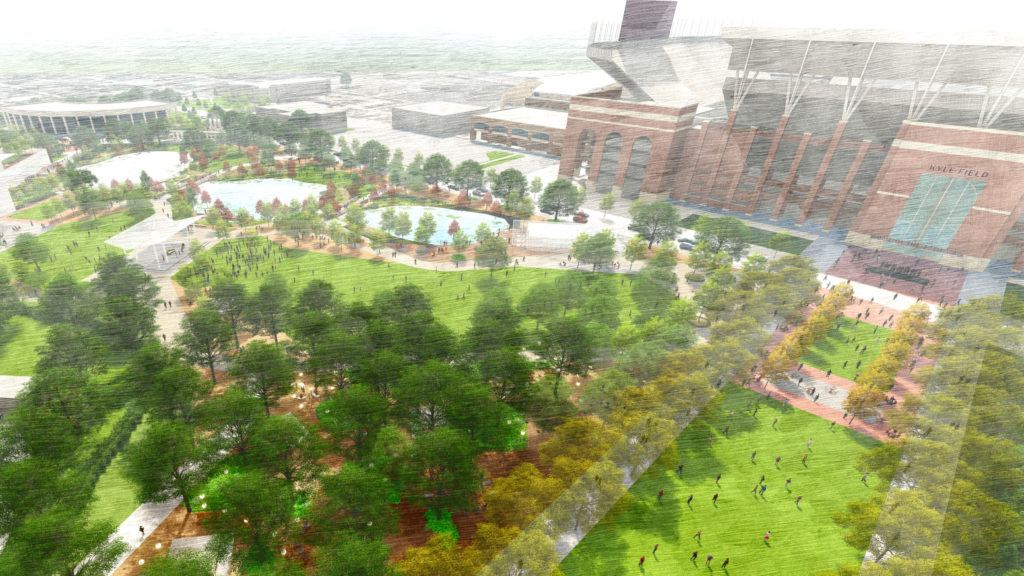 rending of aggie park aerial view