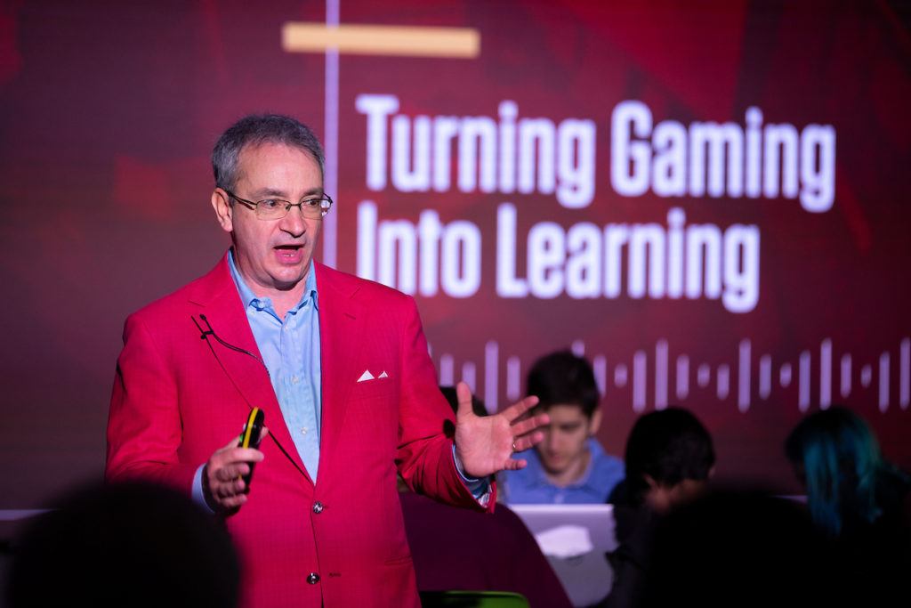 a presenter on stage