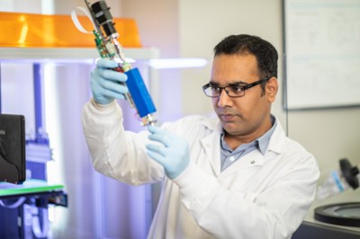 professor working in lab