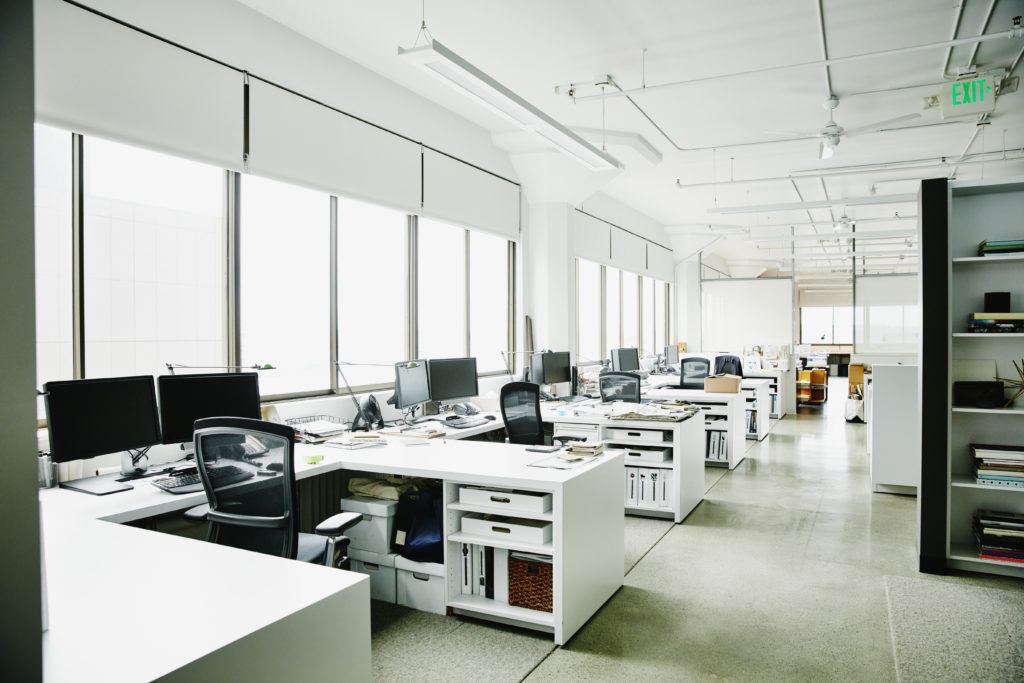 workstations in an empty office