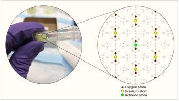 graphic showing close up view of crystals containing uranium and leftover fuel elements