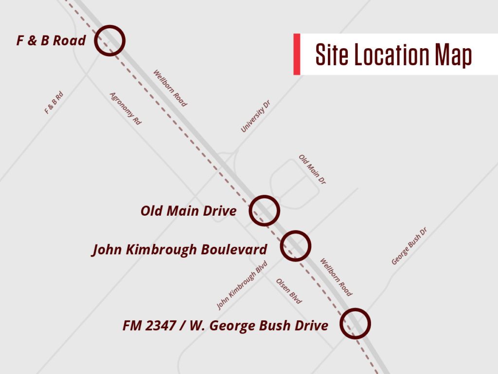 map of the project area showing project intersections