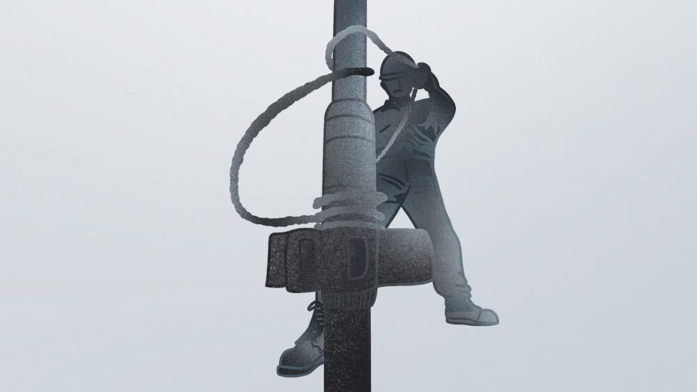 illustration of a man on an oil rig