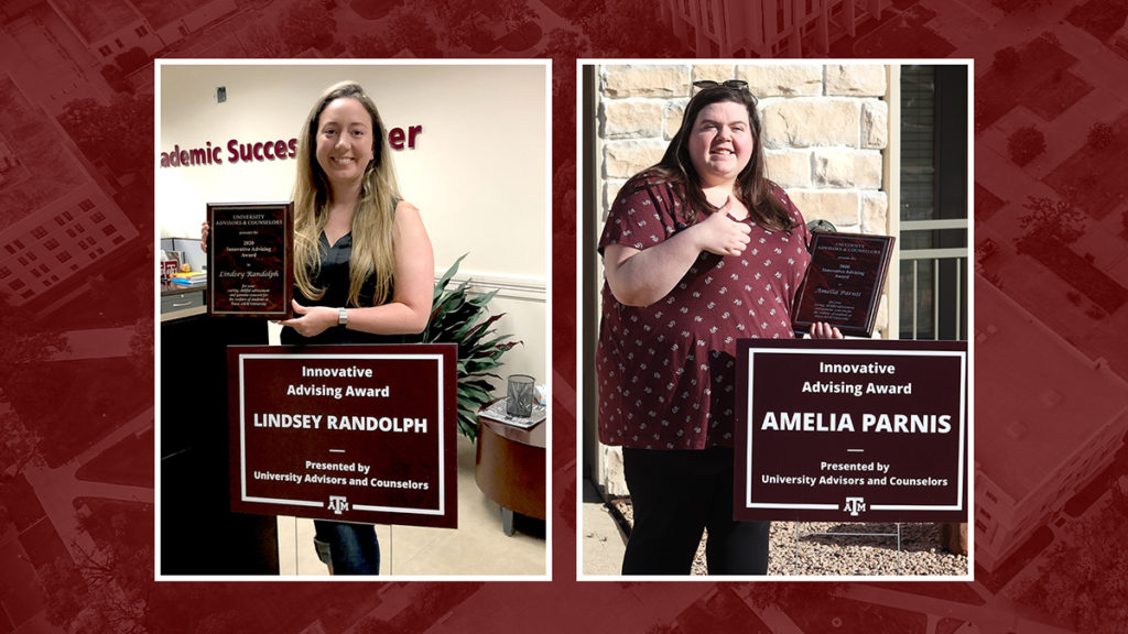 side by side photos of the Innovative Advising Award winners Lindsey Randolph and Amelia Parnix