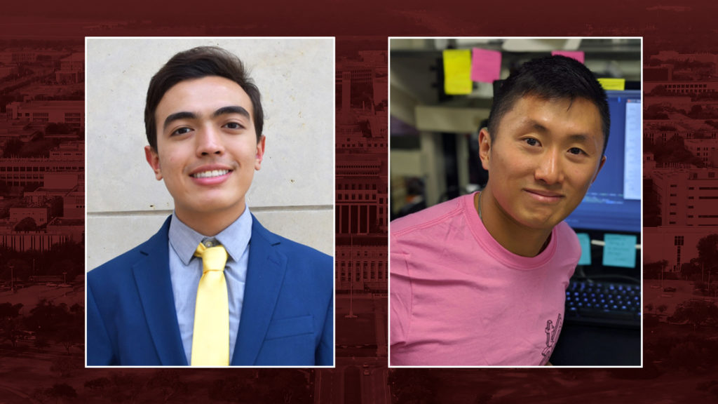 side by side portraits of two students