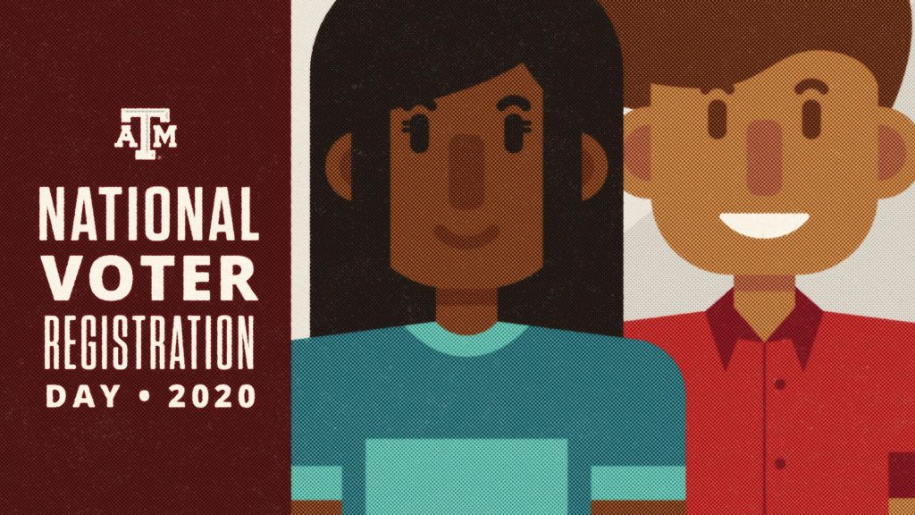 graphic that reads "national voter registration day - 2020"