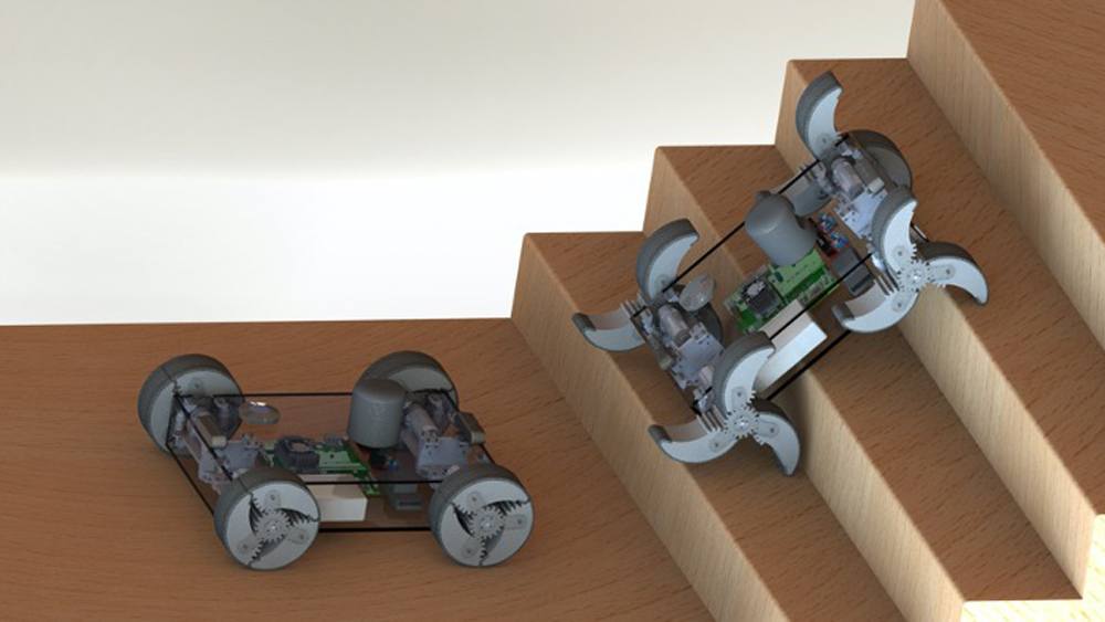 concept illustration of robots going up stairs