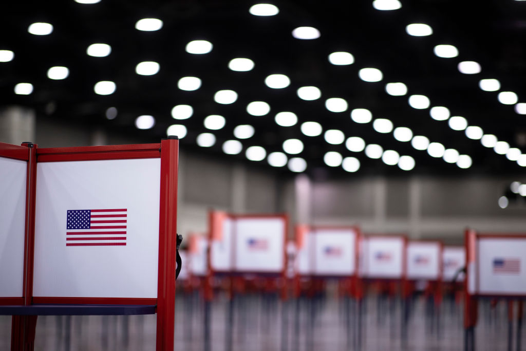 Detail view of a voting booth