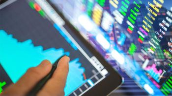 artist's rendering of a person's handing next to a computer screen showing an algorithm