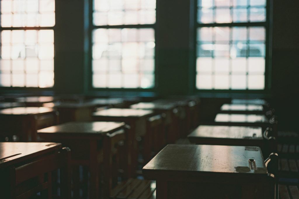 empty classroom with desks