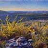 a painting of a desert landscape