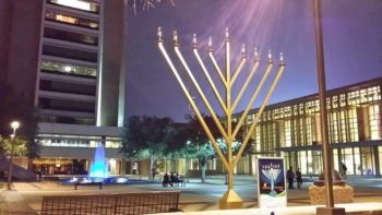 Chabad's giant menorah in Rudder Plaza