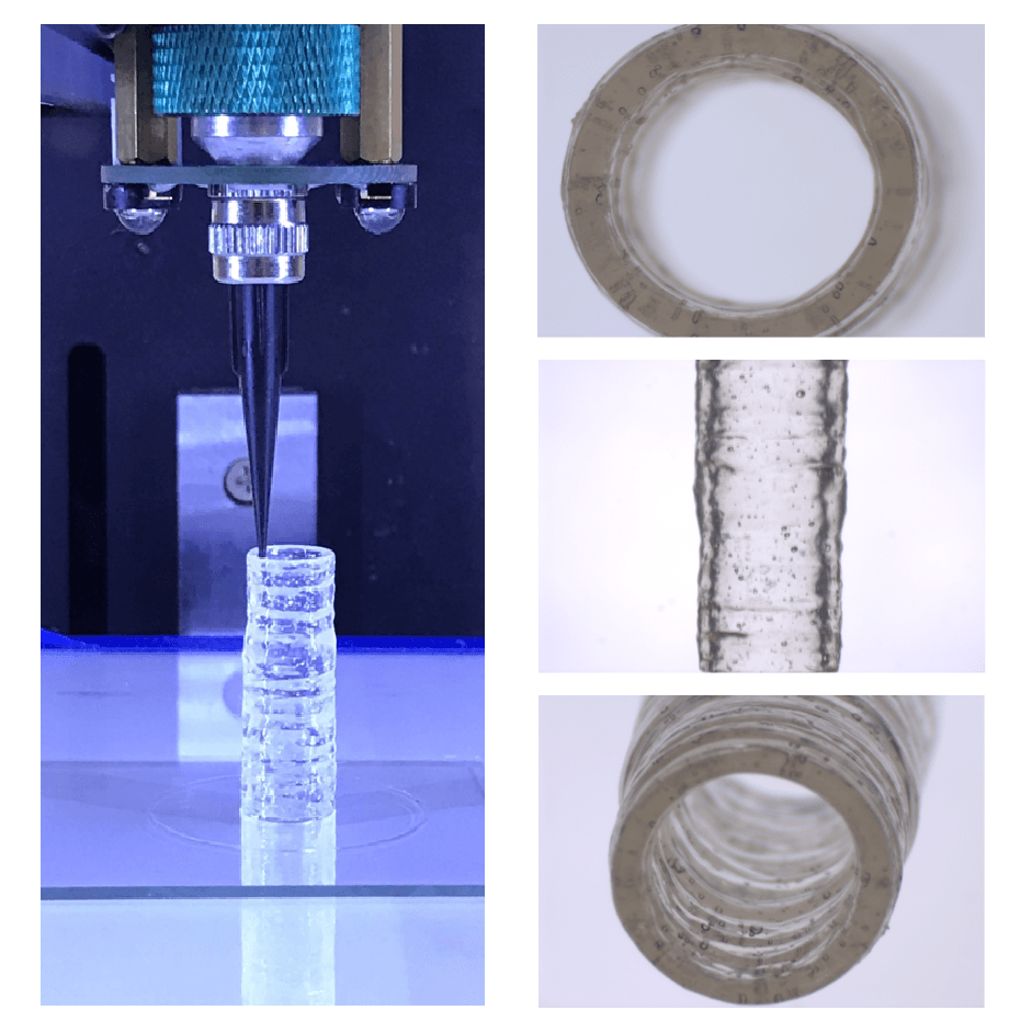 collage of four images demonstrating the process used in the lab