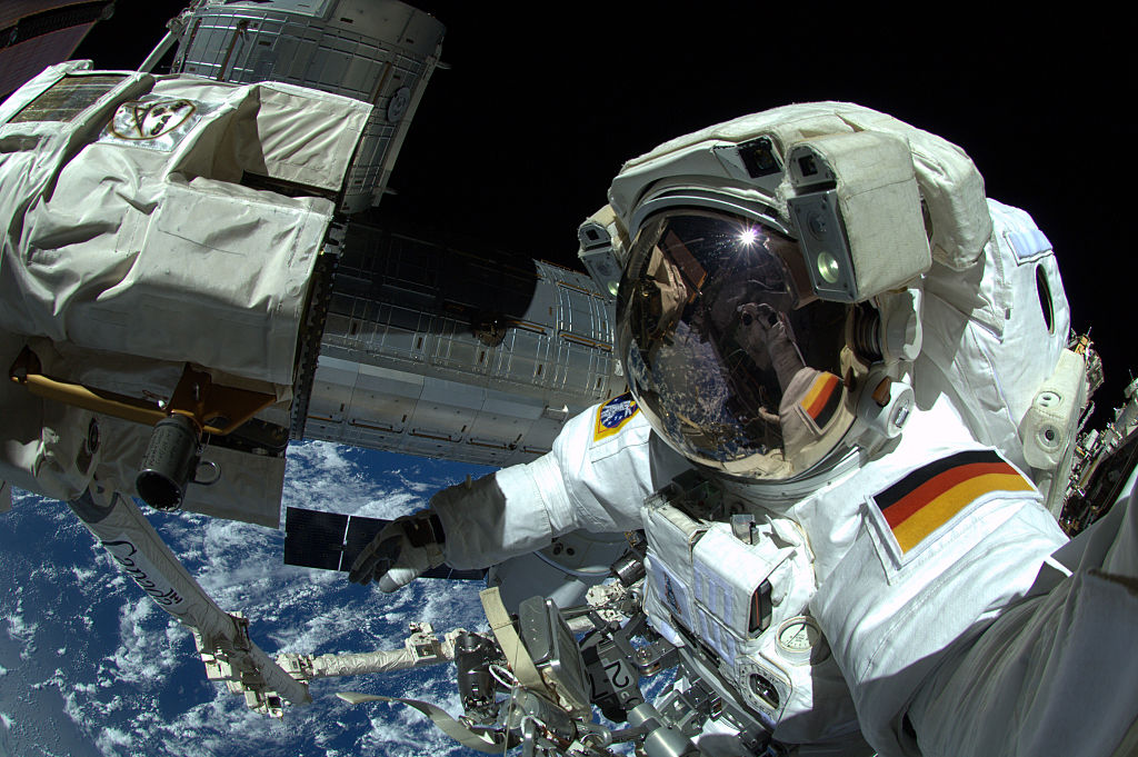 German ESA astronaut Alexander Gerst takes a selfie