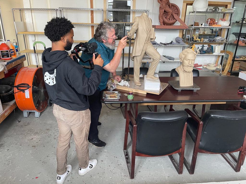 the artist in his workshop