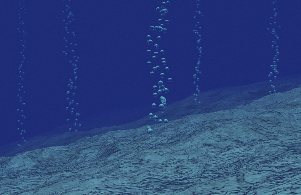 methane gas bubbles rising from the ocean floor