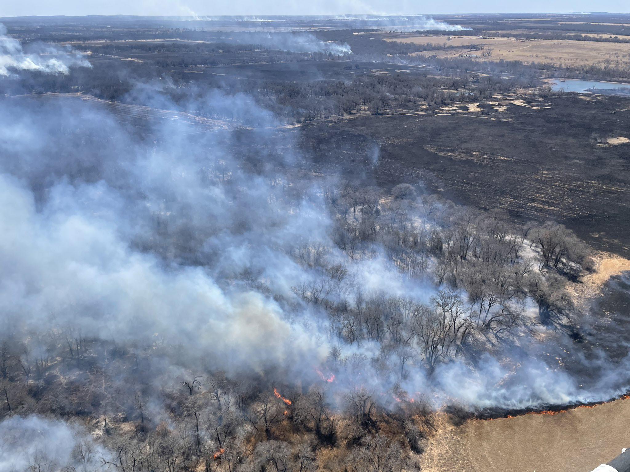 aerial view of wildfire