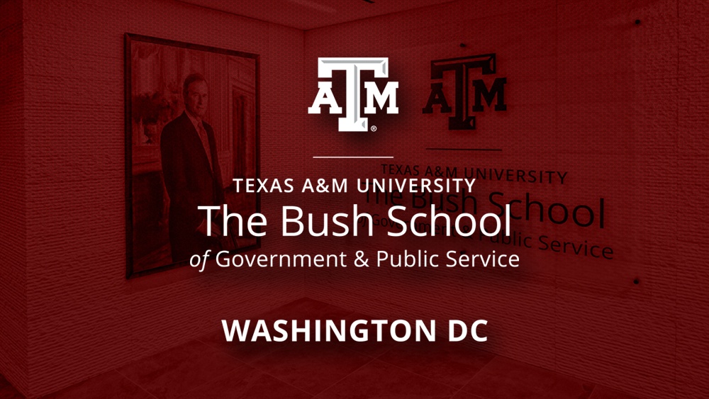 maroon graphic with bush school logo