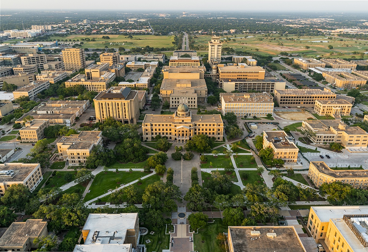 aerial shot of A&M campus